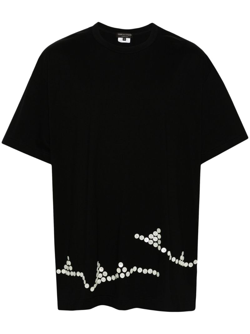 Black Button-embellished T-shirt