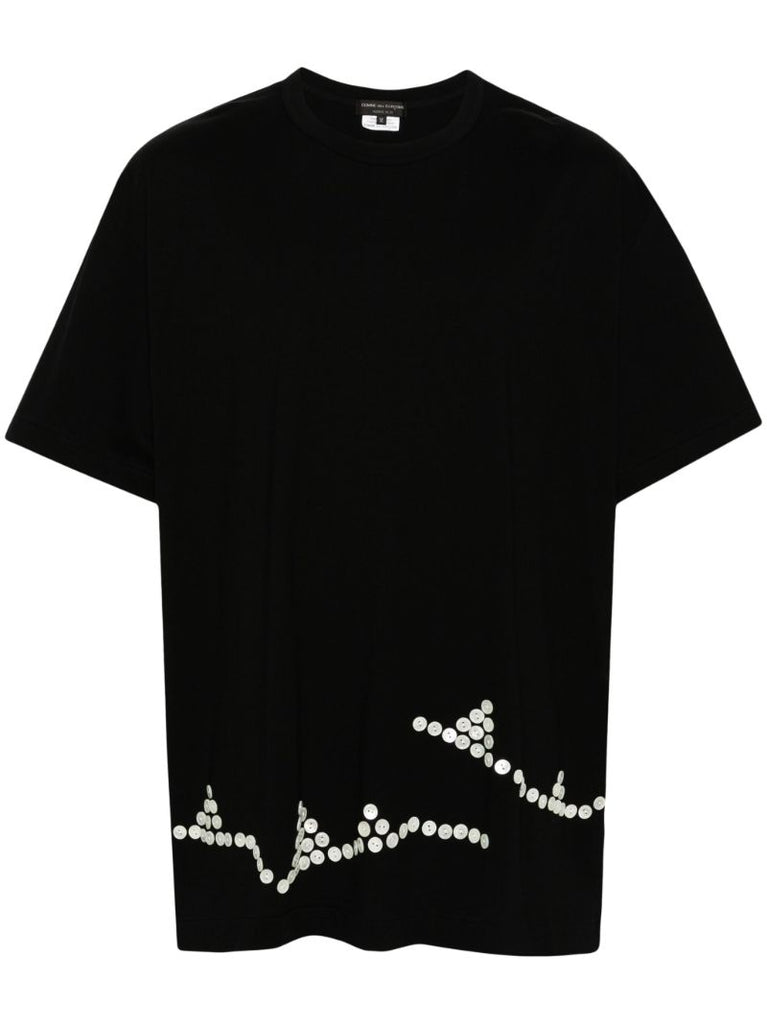 Black Button-embellished T-shirt