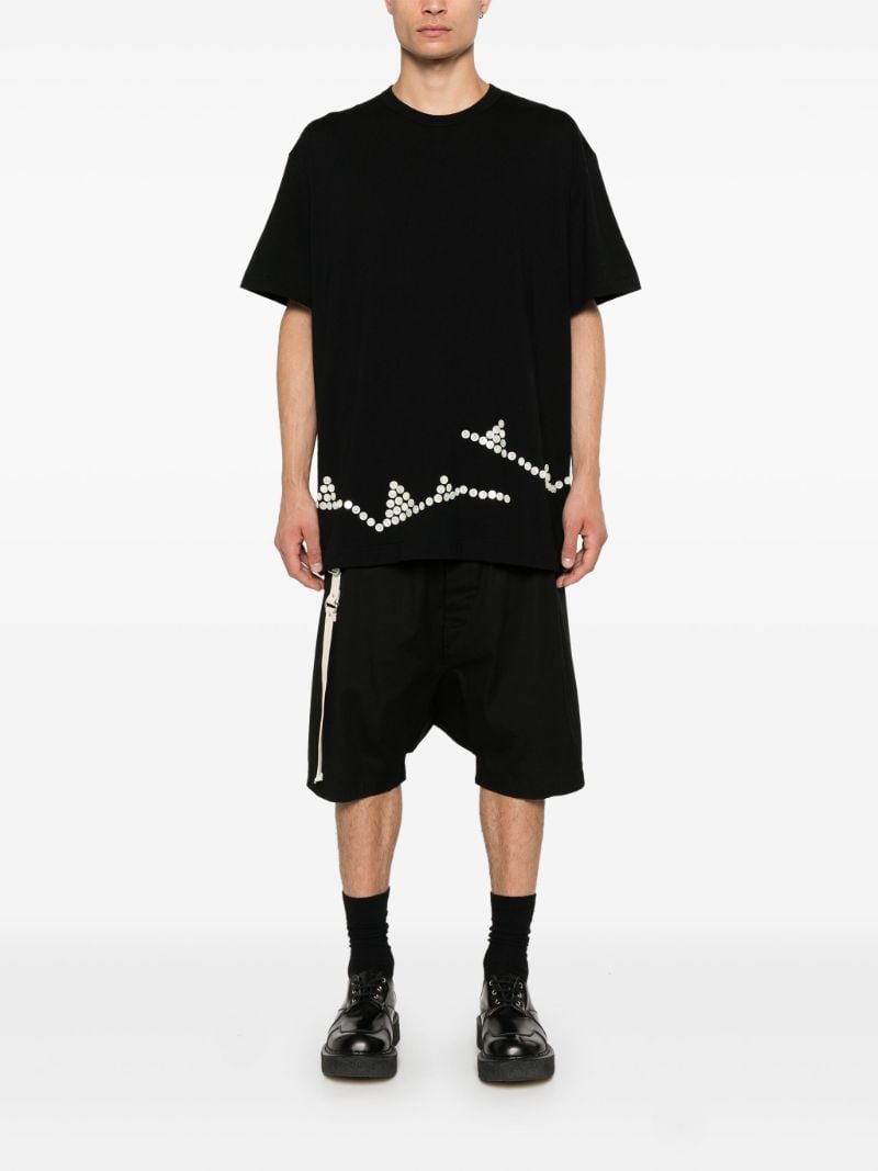 Black Button-embellished T-shirt