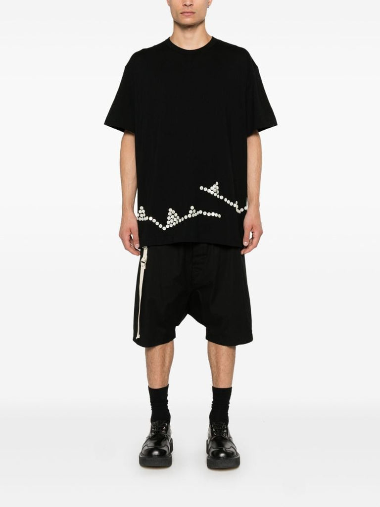 Black Button-embellished T-shirt