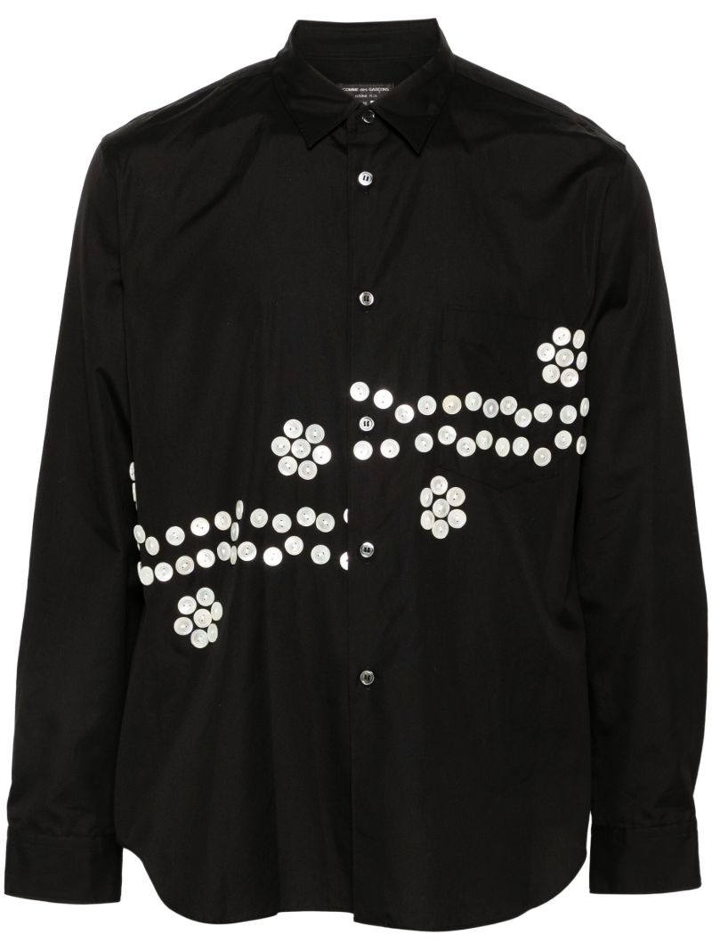 Black Button-embellished Shirt