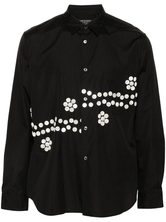 Black Button-embellished Shirt