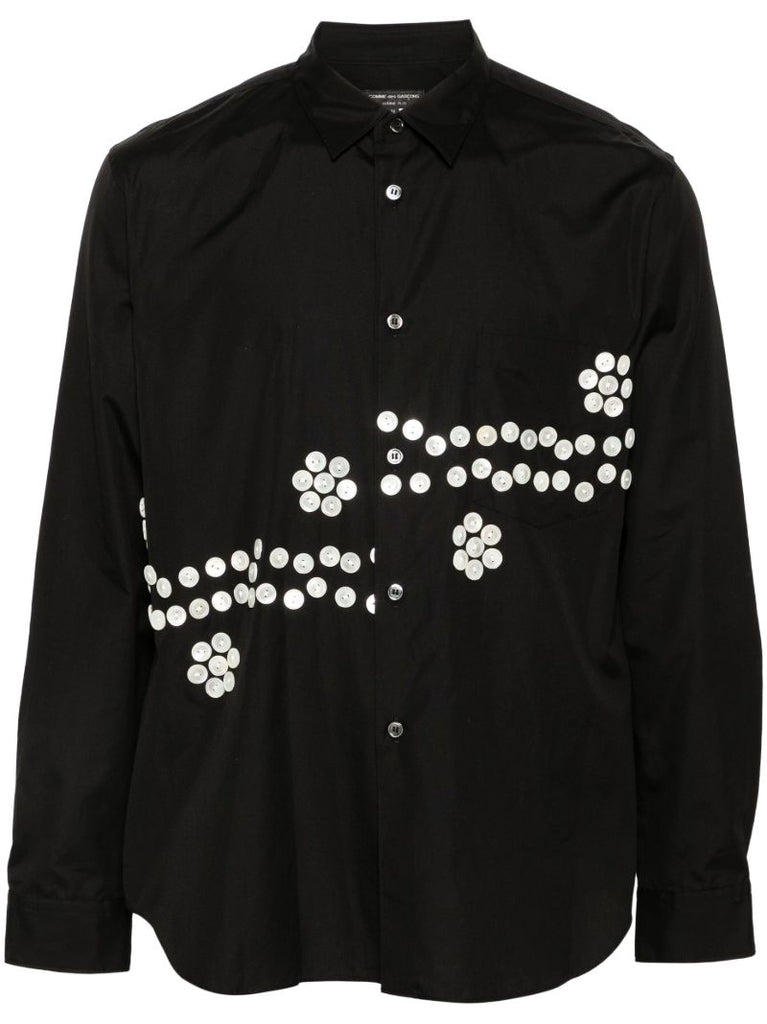 Black Button-embellished Shirt