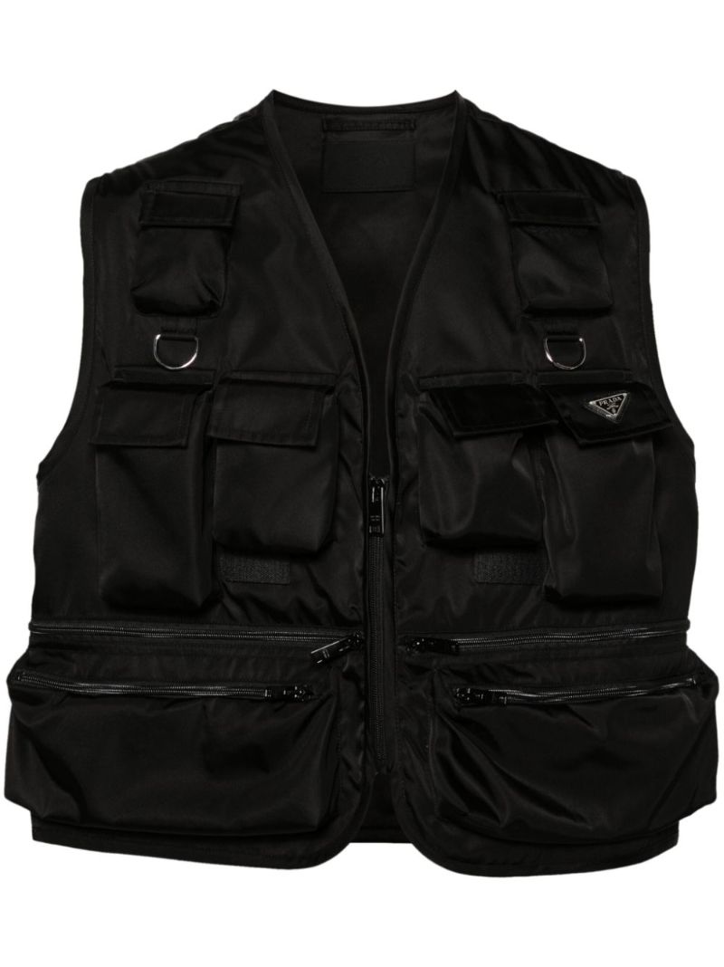 Black Re-nylon Triangle Logo Gilet