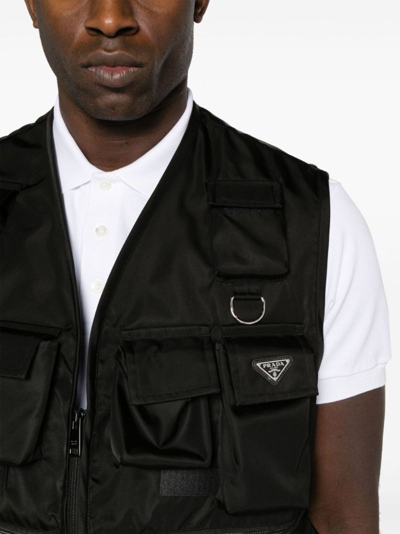 Black Re-nylon Triangle Logo Gilet