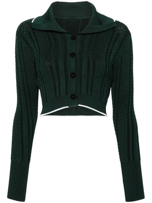 Green Le Cardigan Bela Cropped Cardigan
