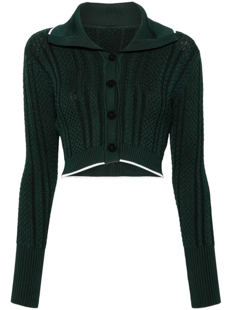 Green Le Cardigan Bela Cropped Cardigan