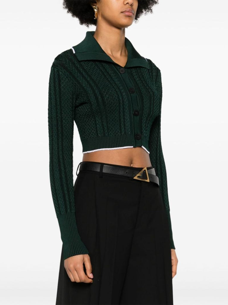 Green Le Cardigan Bela Cropped Cardigan