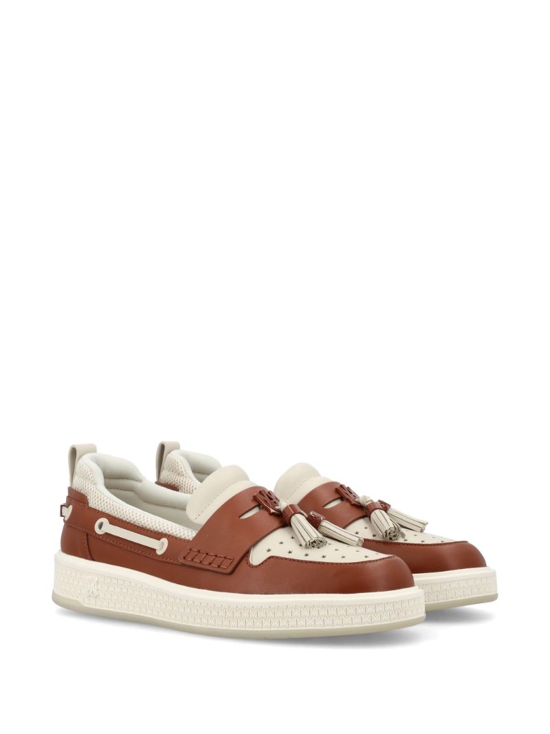 Brown Tassel-embellished Leather Loafers