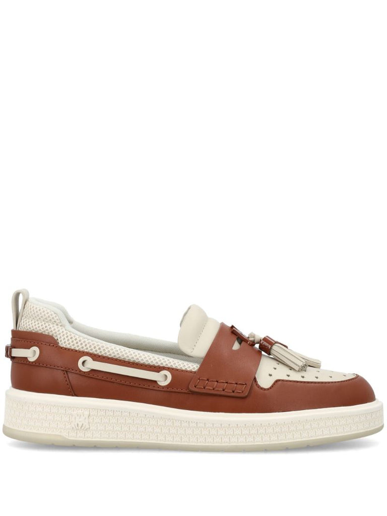 Brown Tassel-embellished Leather Loafers