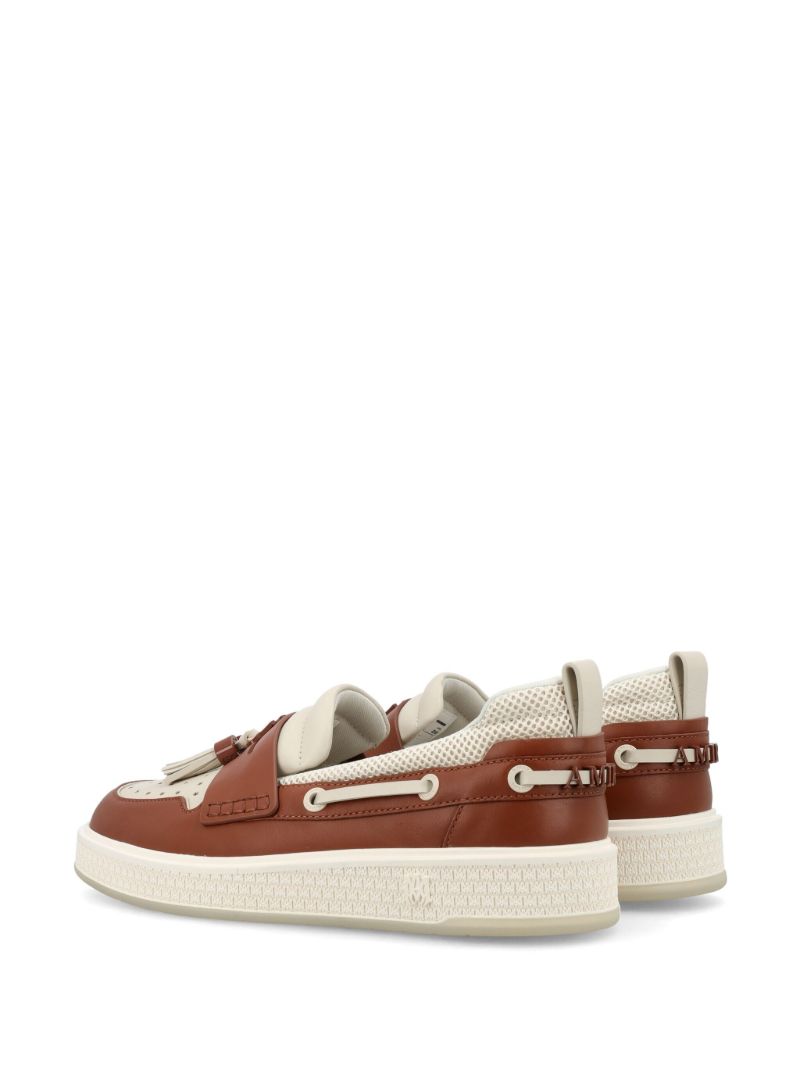 Brown Tassel-embellished Leather Loafers