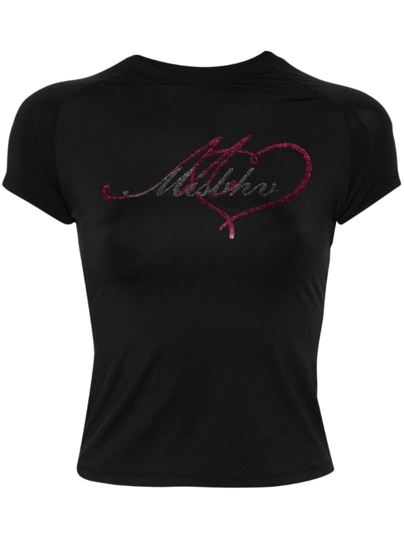 Black Glitter Logo-print T-shirt
