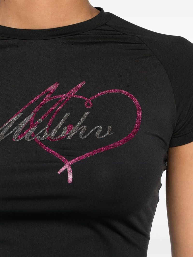 Black Glitter Logo-print T-shirt