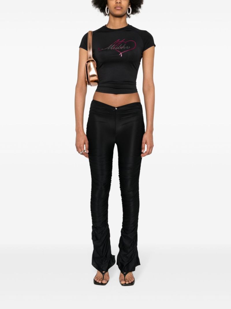Black Draped Flared Trousers