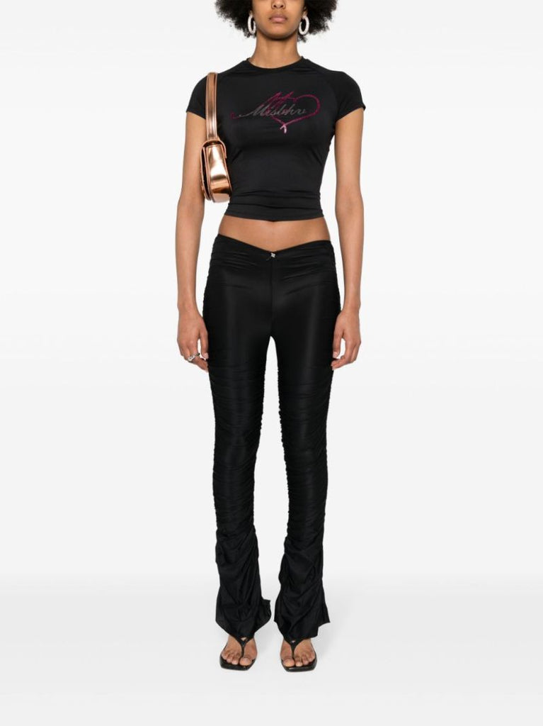 Black Draped Flared Trousers