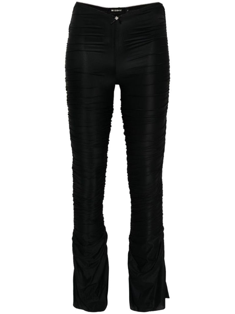 Black Draped Flared Trousers
