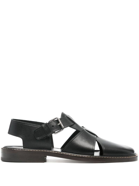 Black Leather Fisherman Sandals