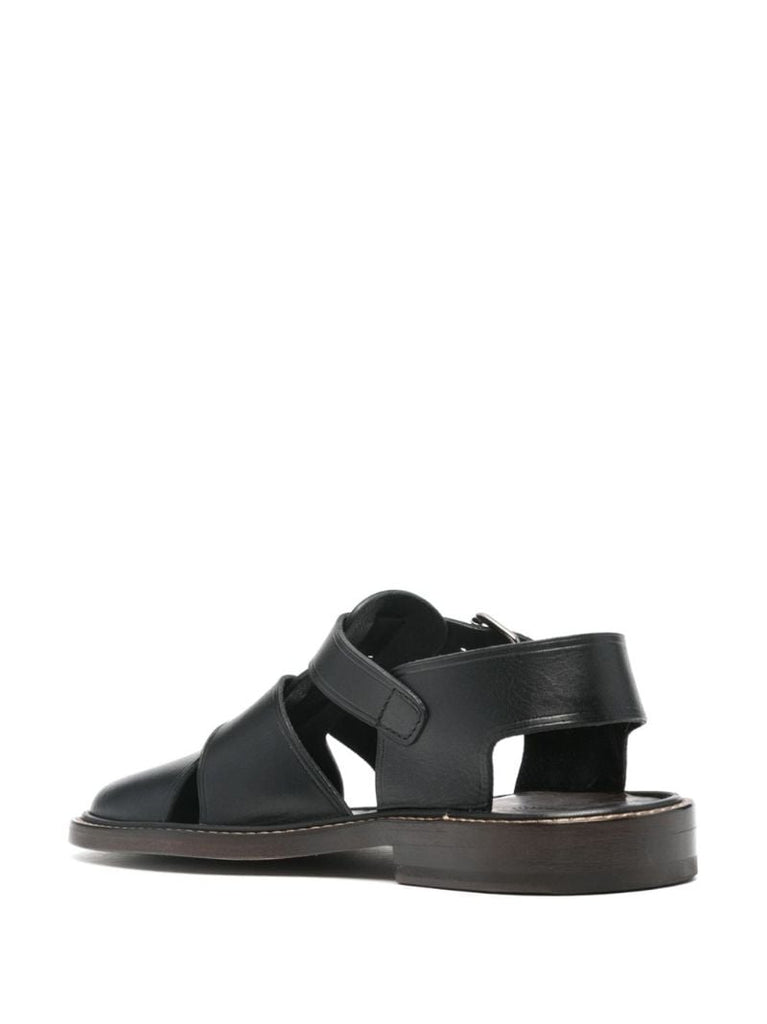 Black Leather Fisherman Sandals