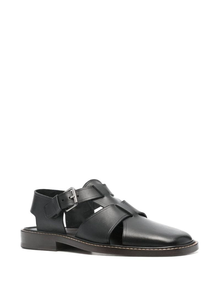 Black Leather Fisherman Sandals