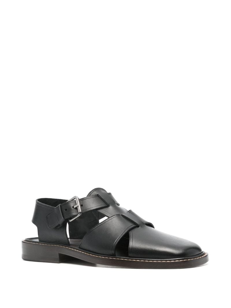 Black Leather Fisherman Sandals
