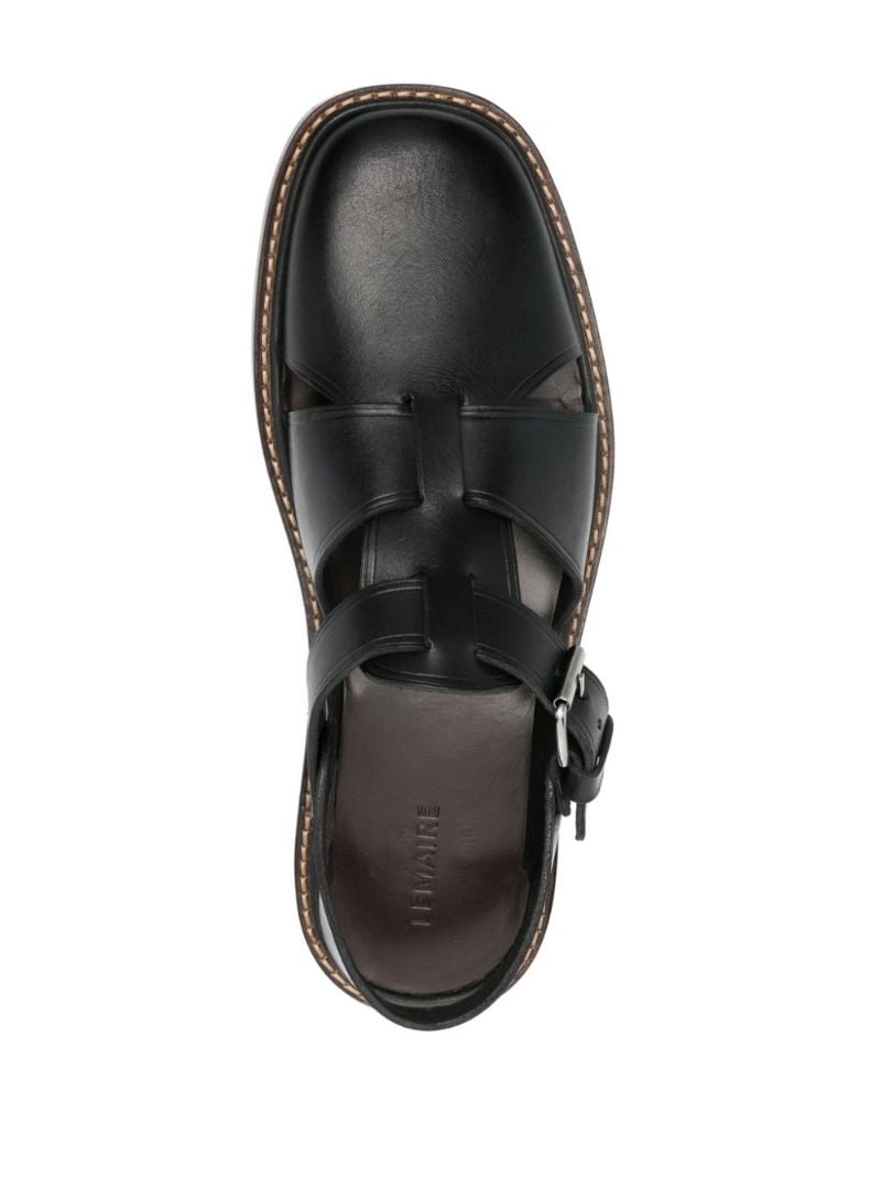 Black Leather Fisherman Sandals