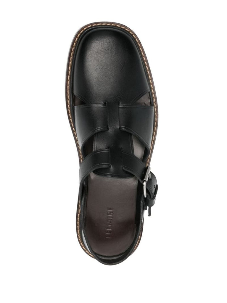 Black Leather Fisherman Sandals