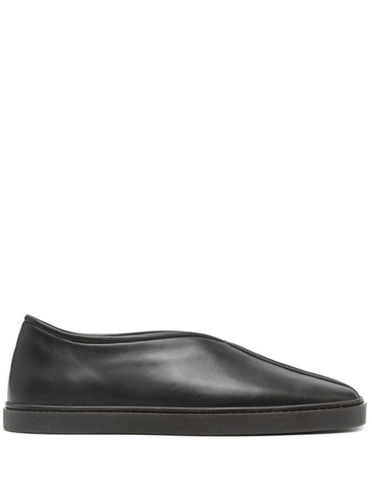 Black Piped Leather Sneakers