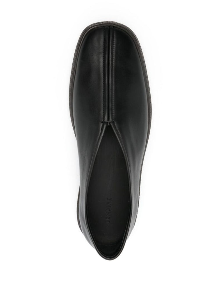 Black Piped Leather Sneakers