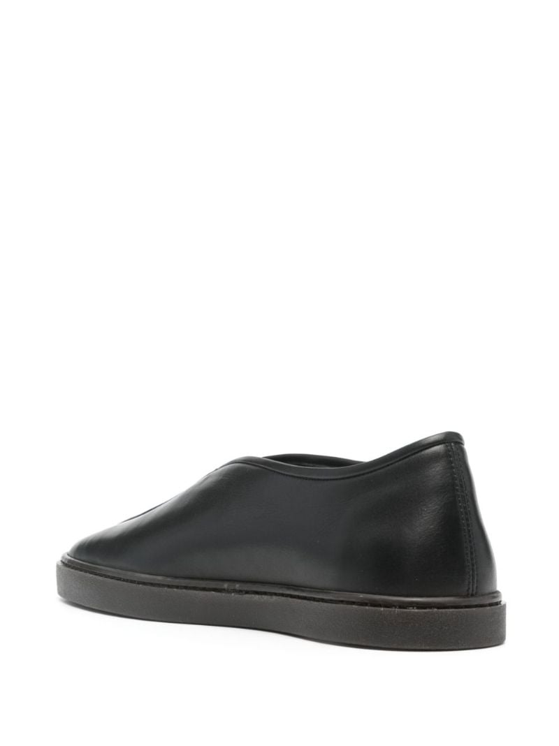Black Piped Leather Sneakers