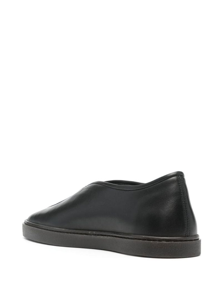 Black Piped Leather Sneakers