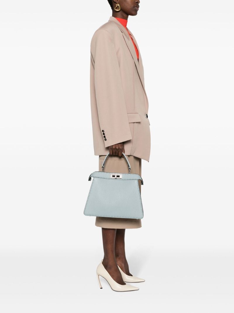 Blue Peekaboo Iseeu Medium Leather Tote Bag