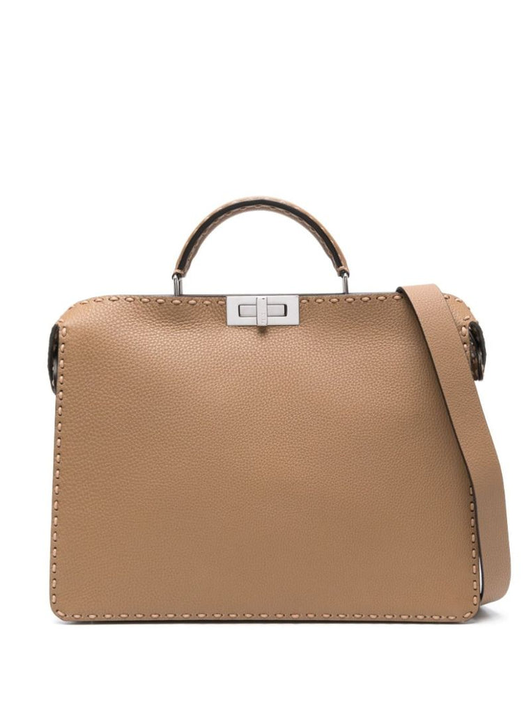 Neutral Peekaboo Iseeu Medium Leather Tote Bag