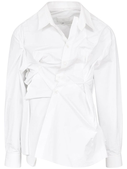 White Pleated Cotton Shirt