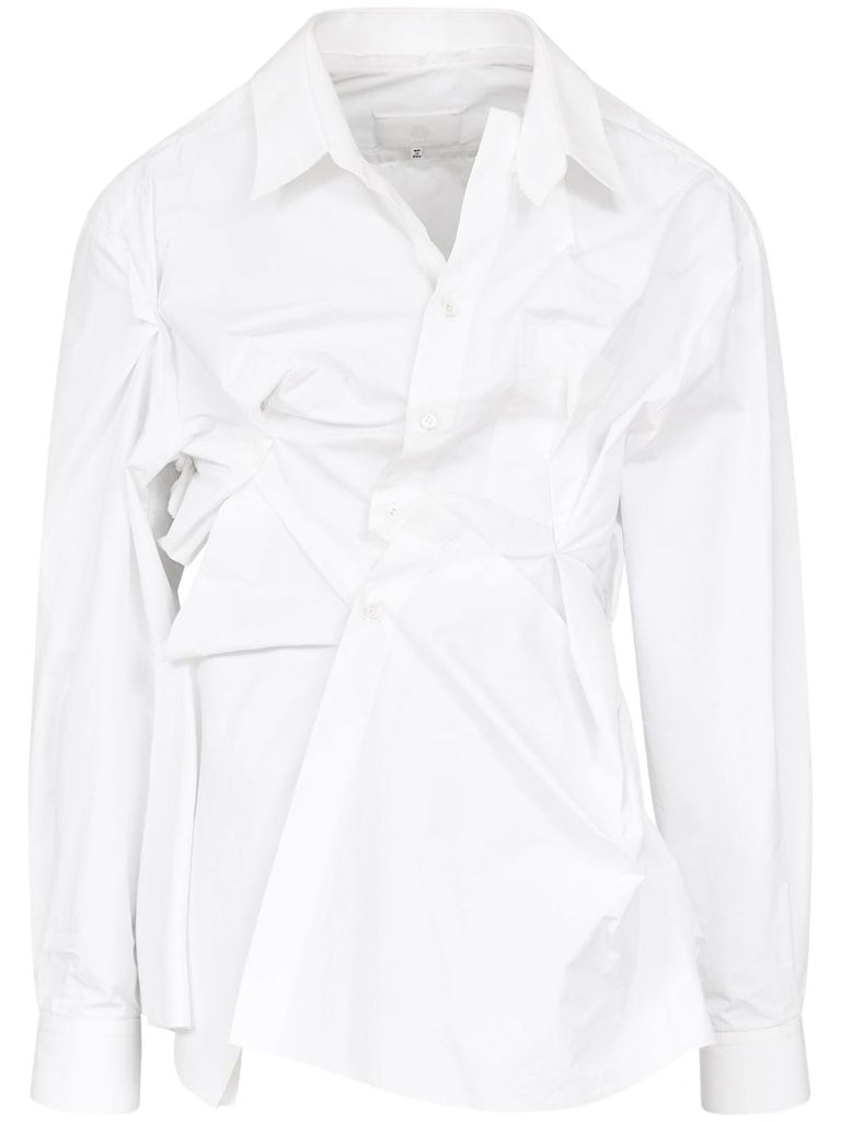 White Pleated Cotton Shirt