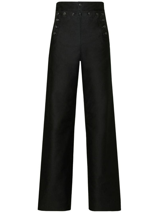 Black Wide-leg Satin Trousers