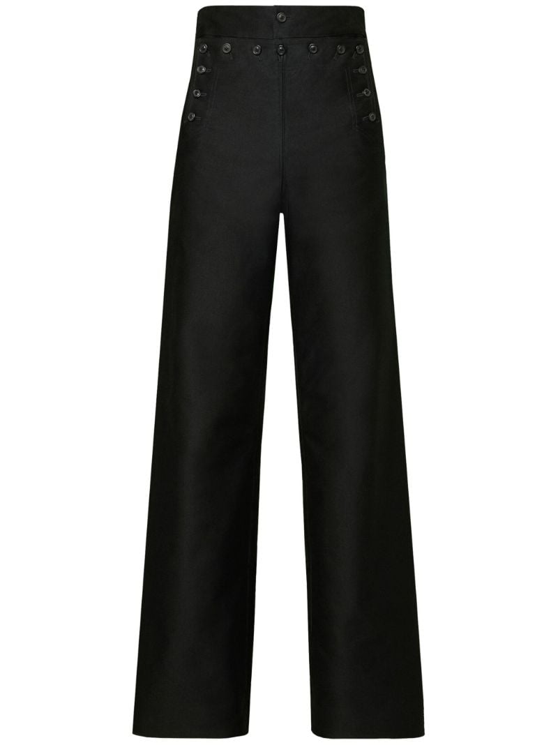 Black Wide-leg Satin Trousers