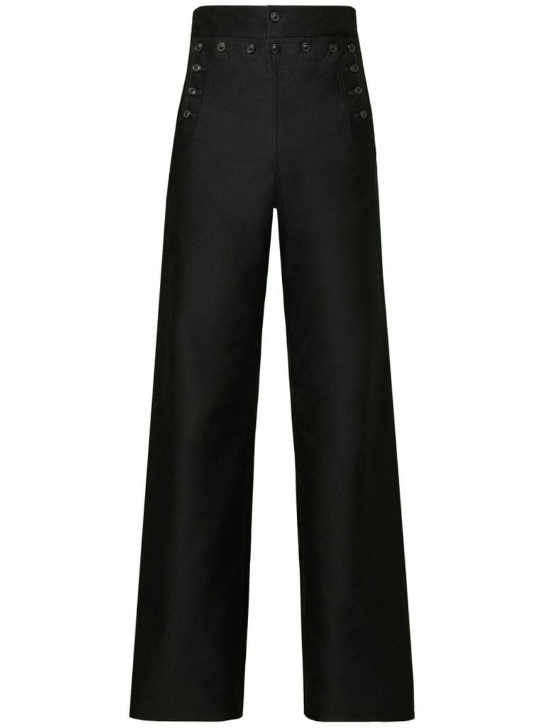 Black Wide-leg Satin Trousers
