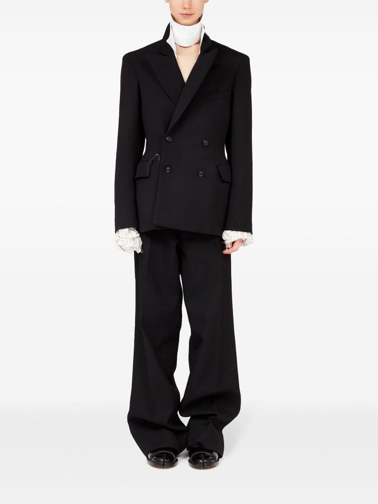 Black Wide-leg Satin Trousers