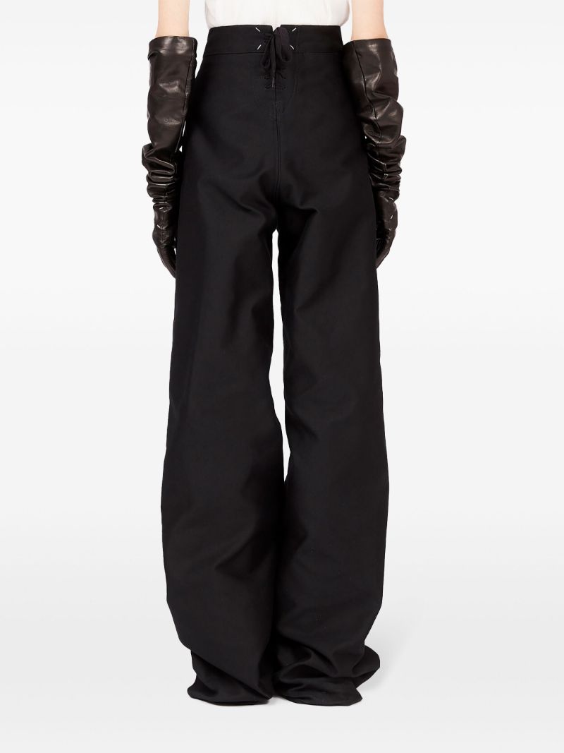 Black Wide-leg Satin Trousers