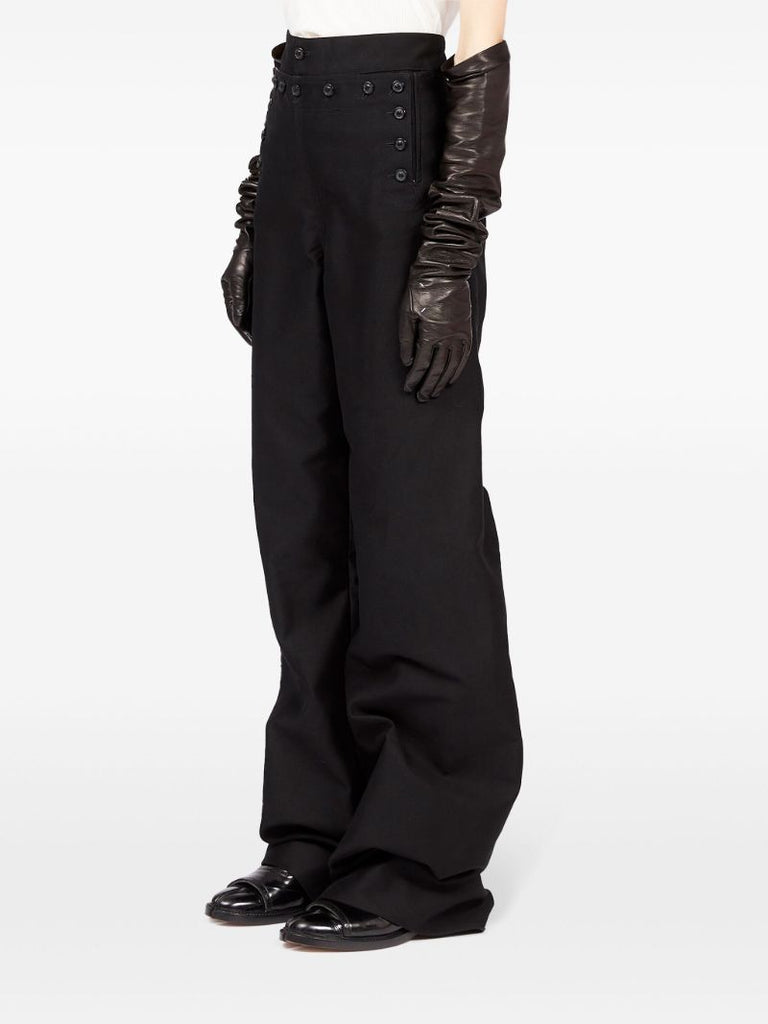 Black Wide-leg Satin Trousers