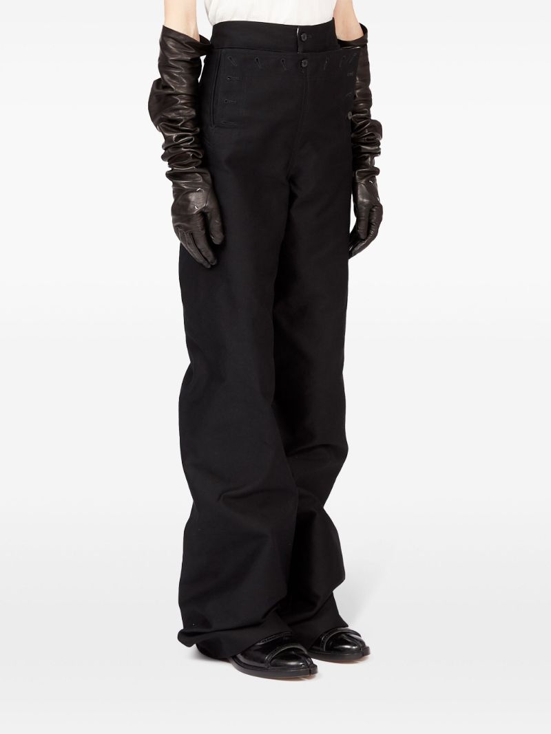 Black Wide-leg Satin Trousers