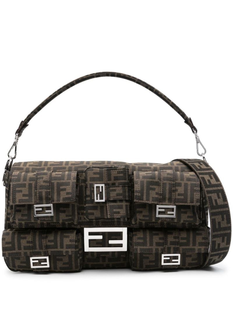 Brown Baguette Maxi Multipcoket Shoulder Bag