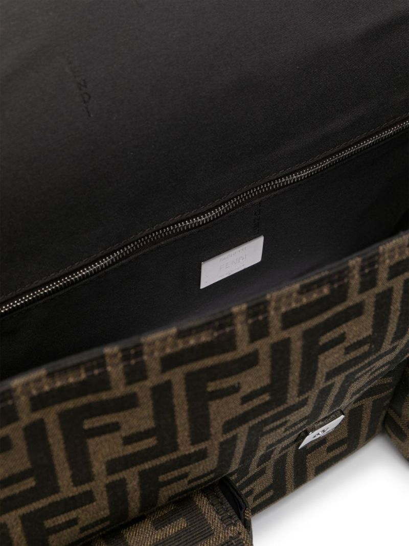 Brown Baguette Maxi Multipcoket Shoulder Bag