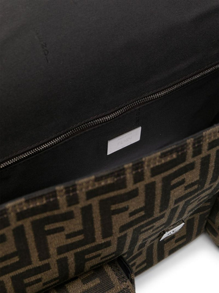Brown Baguette Maxi Multipcoket Shoulder Bag