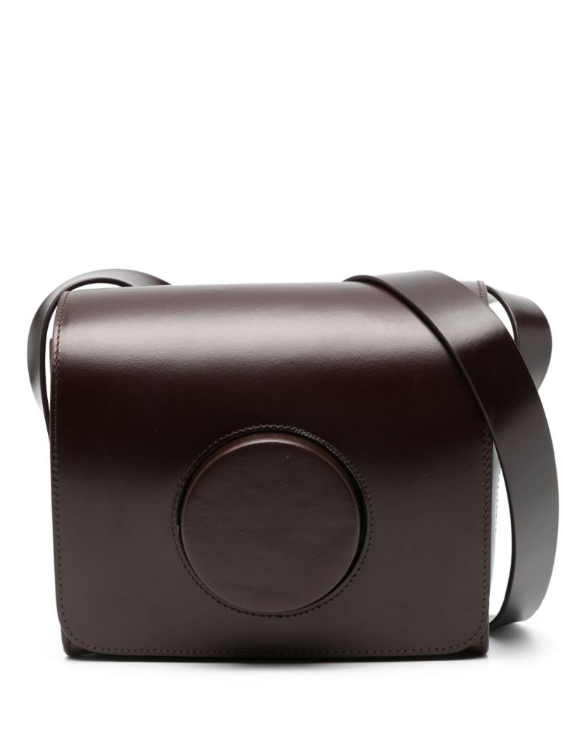 Brown Camera Leather Cross Body Bag