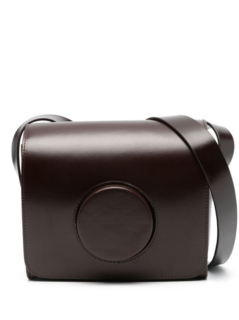 Brown Camera Leather Cross Body Bag