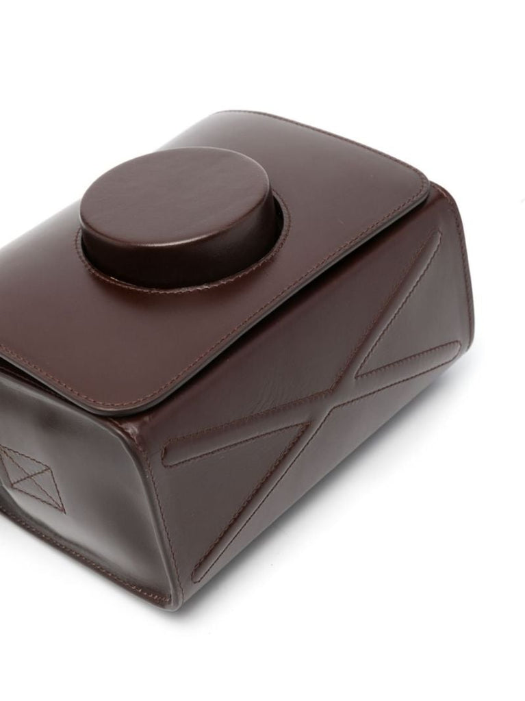 Brown Camera Leather Cross Body Bag