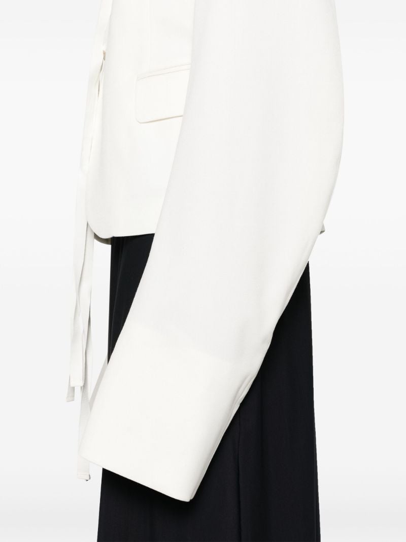 White Lapelless Tied Blazer