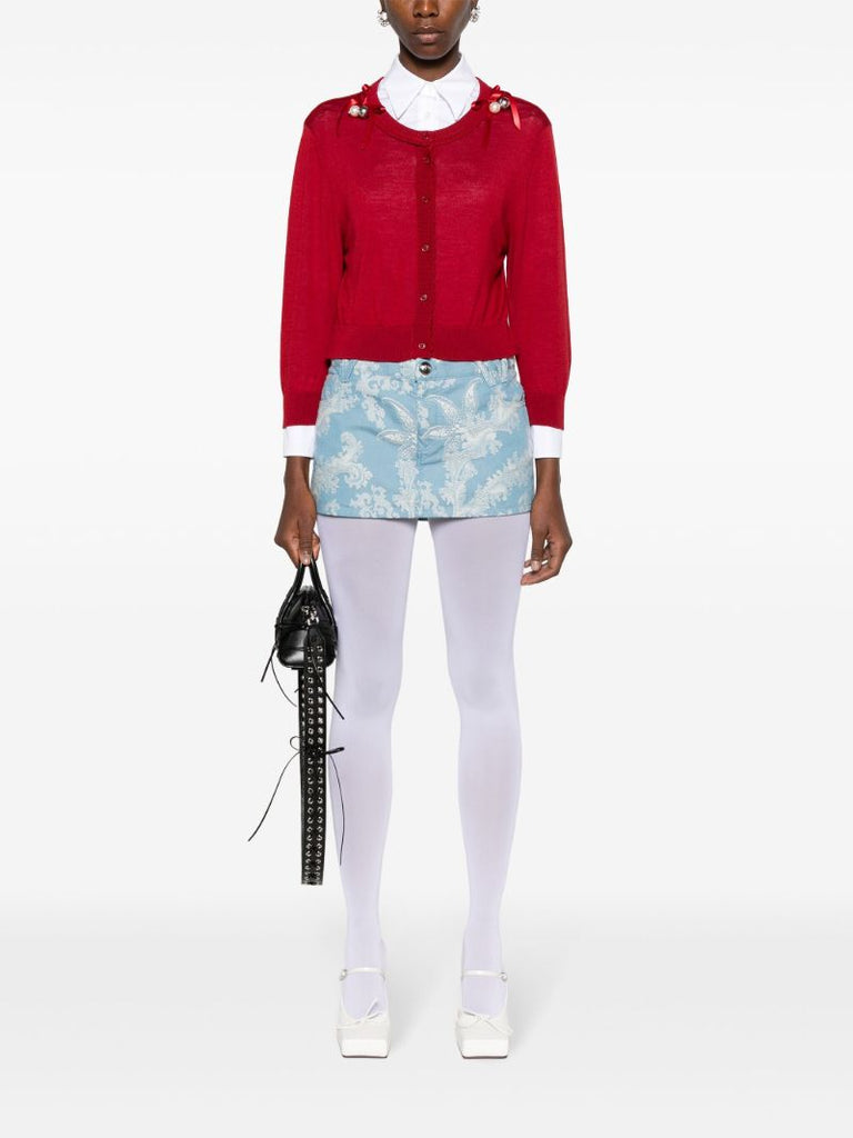 Blue Foam Denim Mini Skirt