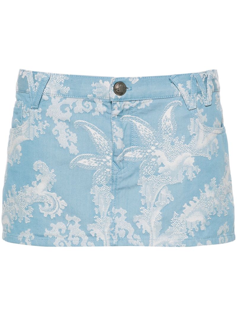 Blue Foam Denim Mini Skirt
